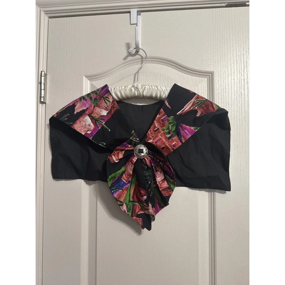 Vintage Southwestern Desert Print Capelet Wrap Concho Western Retro Cowgirl